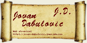 Jovan Dabulović vizit kartica